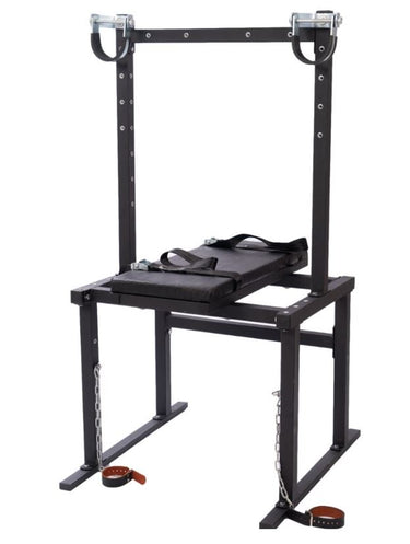 Roomsacred Full Access Bondage Restraint Table Adjustable BDSM Gyno Chair with Ankle & Wrist Cuffs Adult Playroom Dungeon Sex Room Furniture